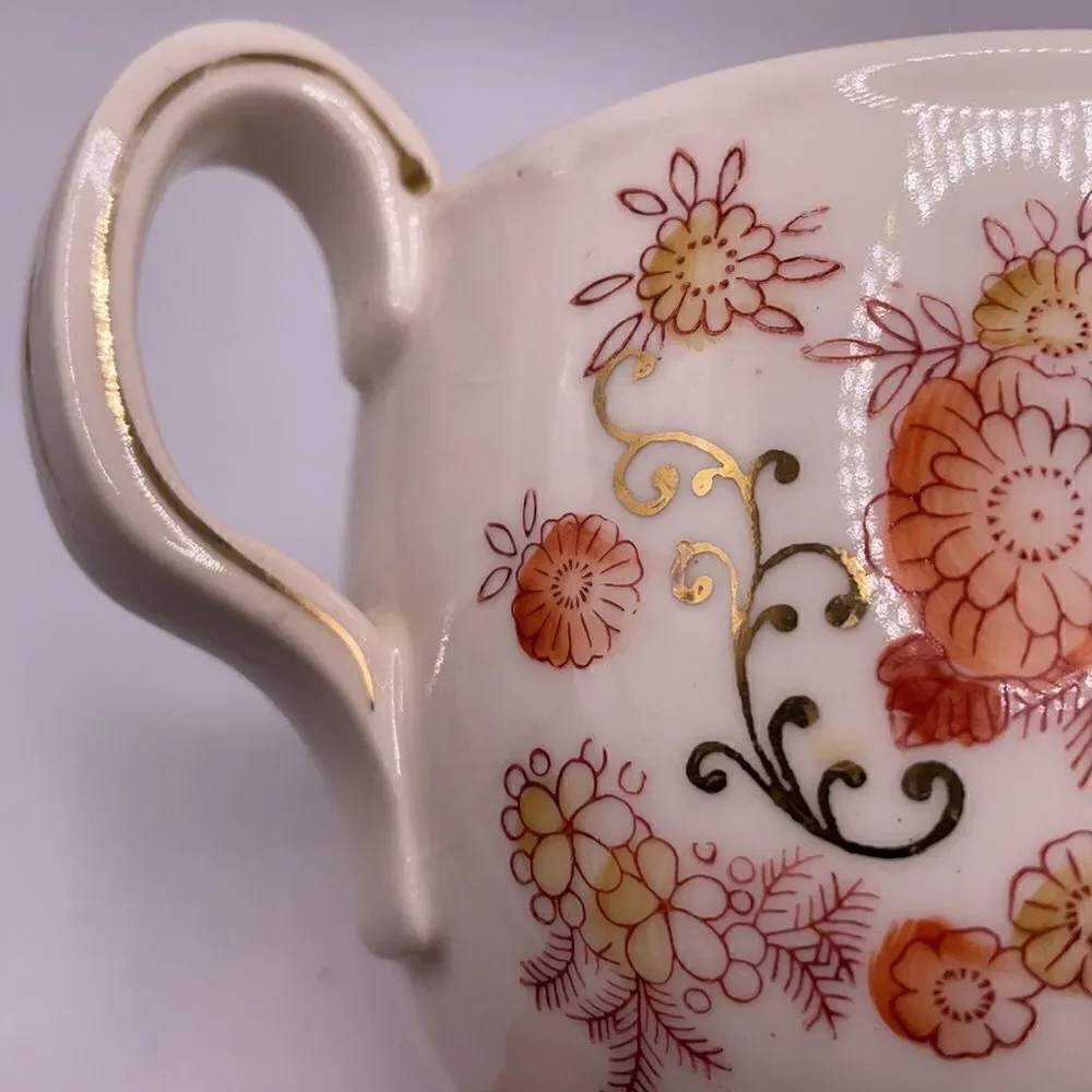 Vintage Japanese 1920’s Hand Floral Designed Porcelain Sugar Bowl